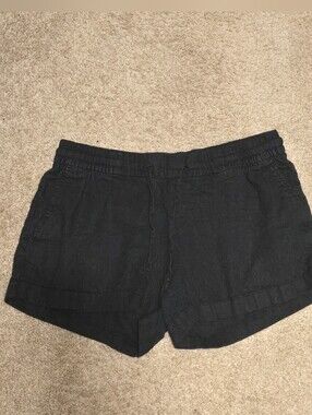 Old Navy Black Elastic-Waist Linen-Blend Athletic Shorts